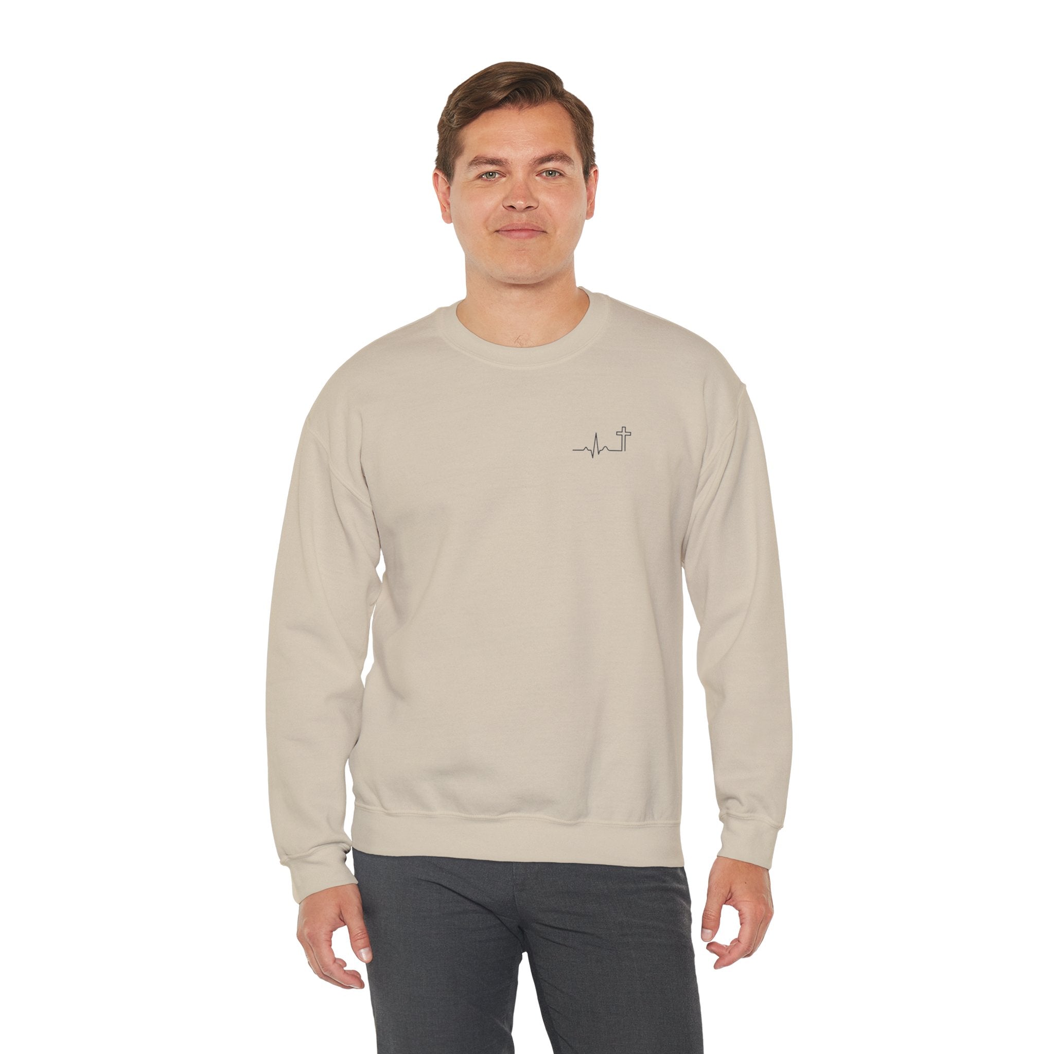 Heartbeat Cross Galatians 2:20 heavyweight crewneck sweatshirt – Hallowed Supply Co.