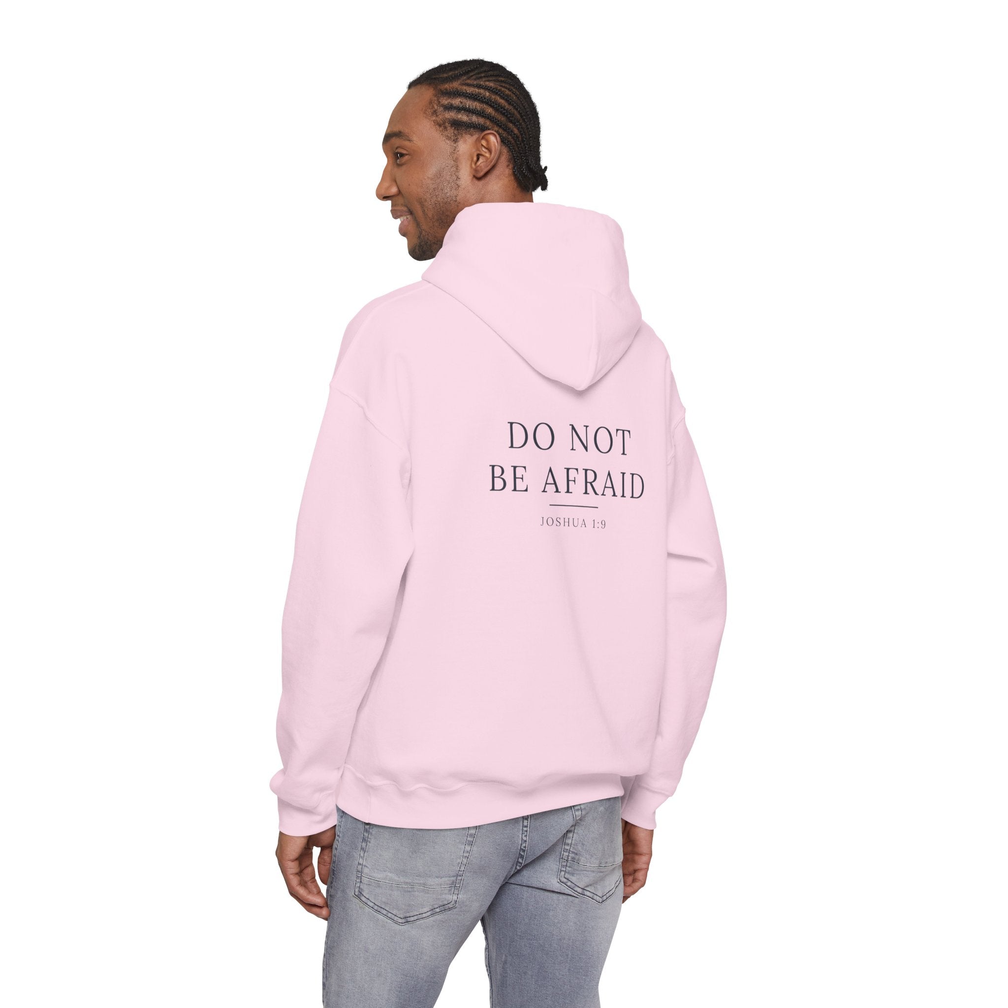 Do Not Be Afraid Joshua 1:9 Christian hoodie, garment color shown — Hallowed Supply Co.
