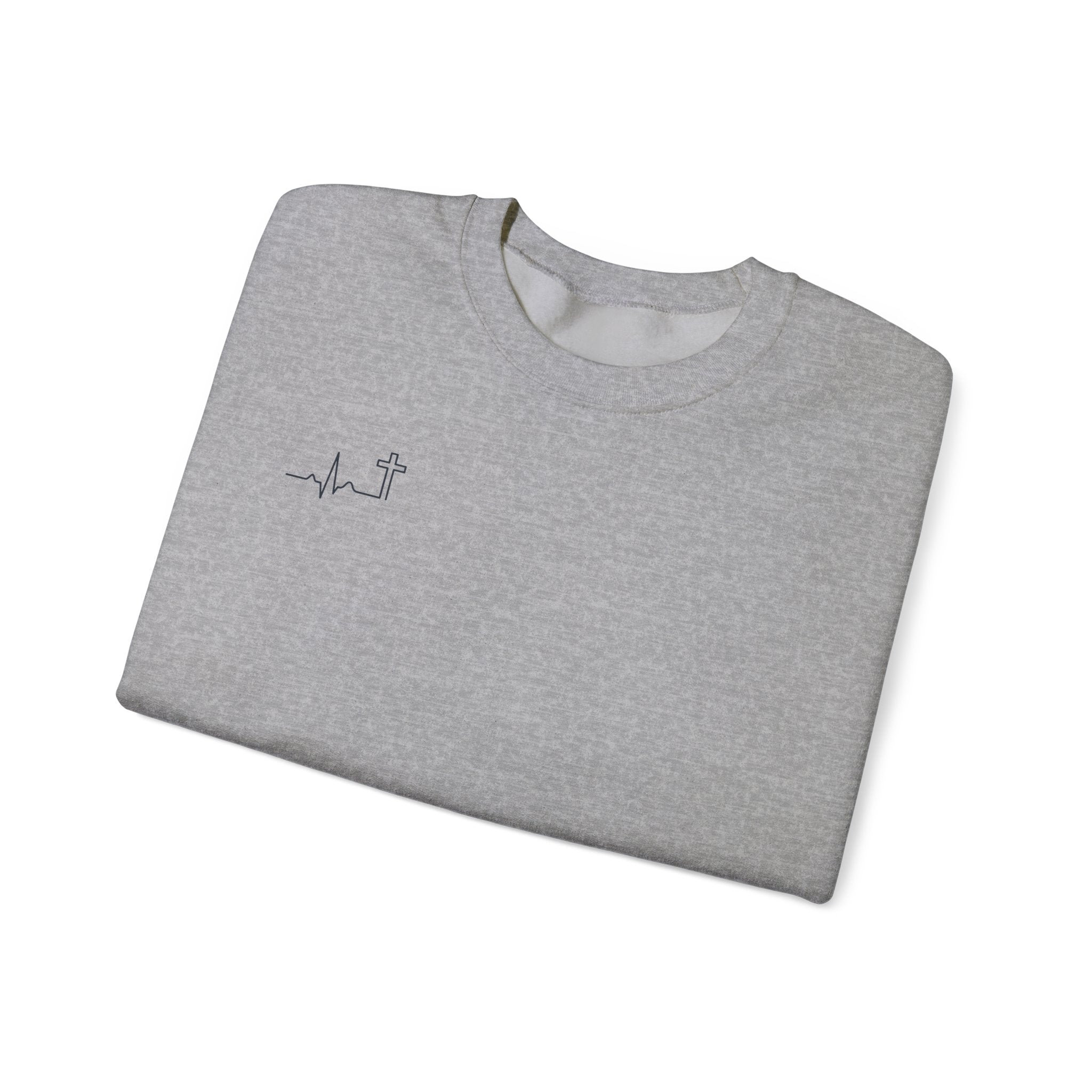 He Began A Good Work Philippians 1:6 Christian crewneck sweatshirt, garment color shown — Hallowed Supply Co.