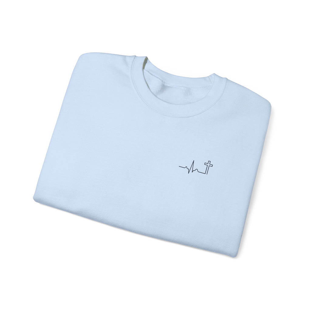 Heartbeat Cross Galatians 2:20 heavyweight crewneck sweatshirt – Hallowed Supply Co.