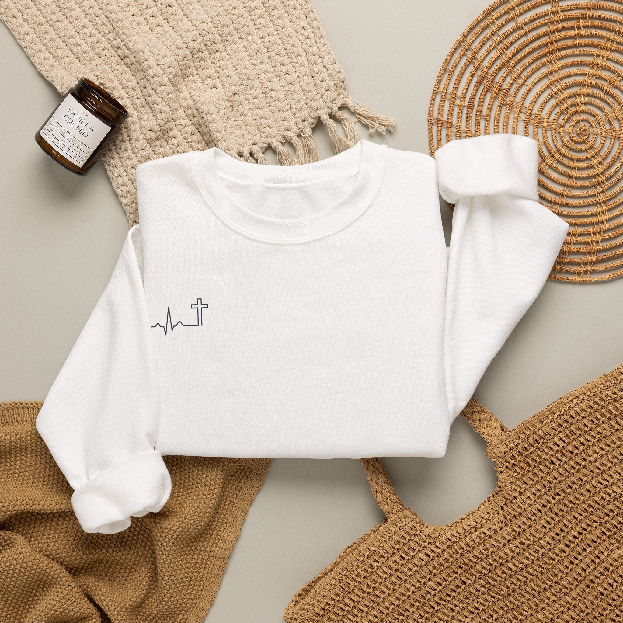 Do Not Be Afraid Joshua 1:9 Christian crewneck sweatshirt, garment color shown — Hallowed Supply Co.