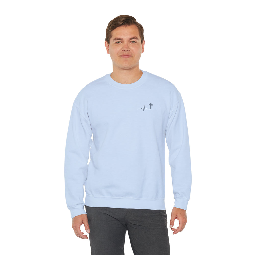 Heartbeat Cross Galatians 2:20 heavyweight crewneck sweatshirt – Hallowed Supply Co.