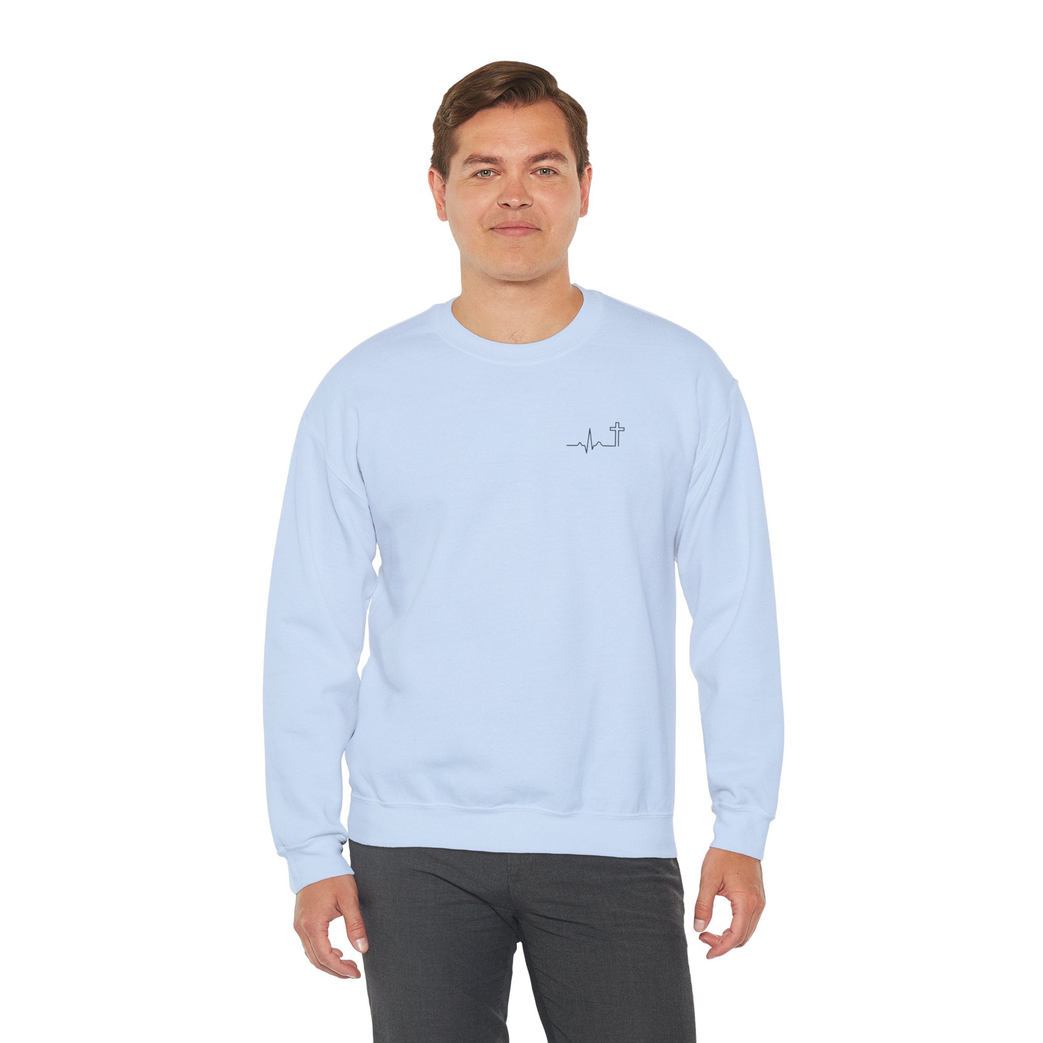 Heartbeat Cross Galatians 2:20 heavyweight crewneck sweatshirt – Hallowed Supply Co.