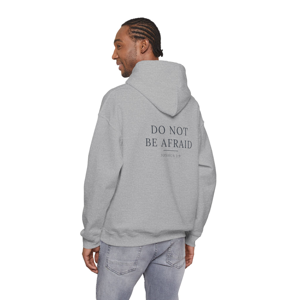 Do Not Be Afraid Joshua 1:9 Christian hoodie, garment color shown — Hallowed Supply Co.