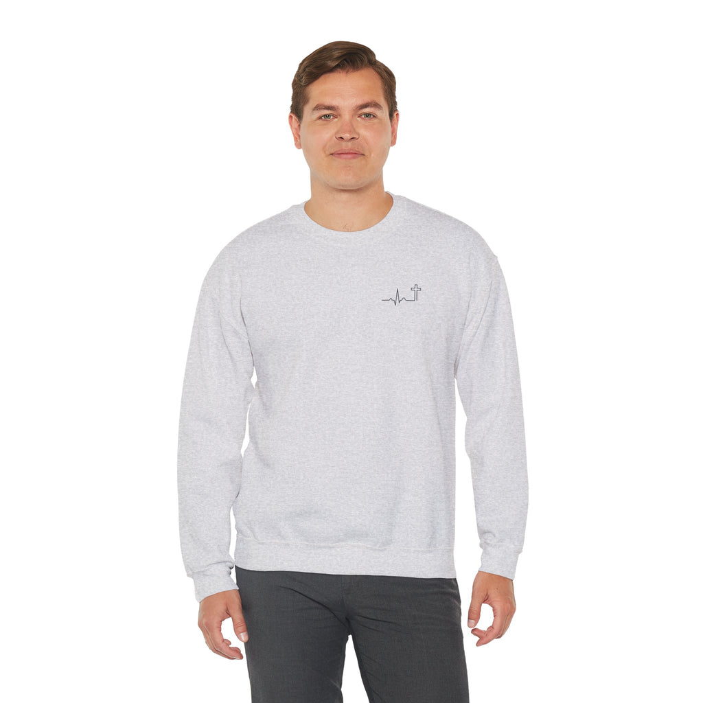 Heartbeat Cross Galatians 2:20 heavyweight crewneck sweatshirt – Hallowed Supply Co.