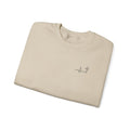 Heartbeat-cross Christian crewneck, sand, Galatians 2:20 (KJV) – Hallowed Supply Co.