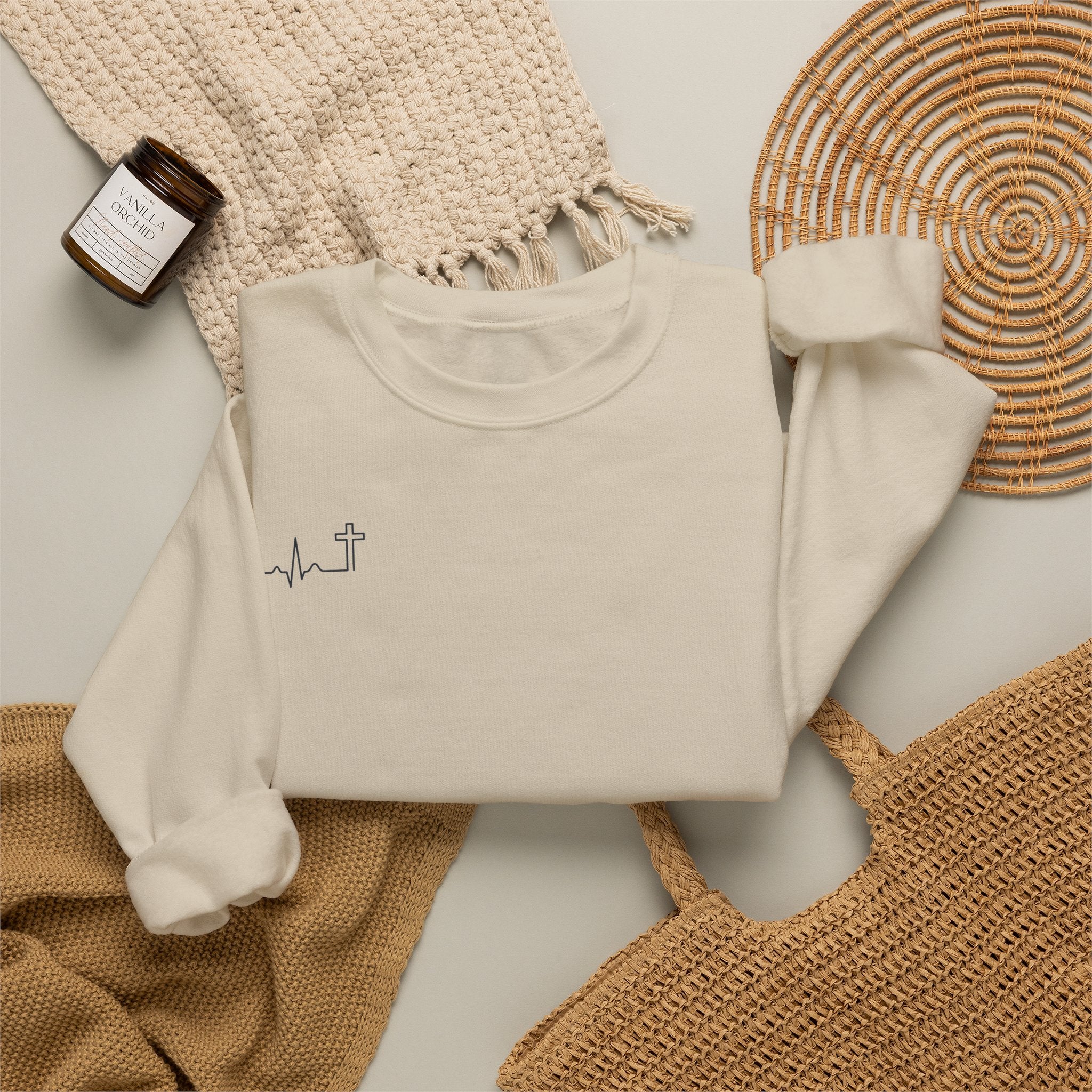 Do Not Be Afraid Joshua 1:9 Christian crewneck sweatshirt, garment color shown — Hallowed Supply Co.