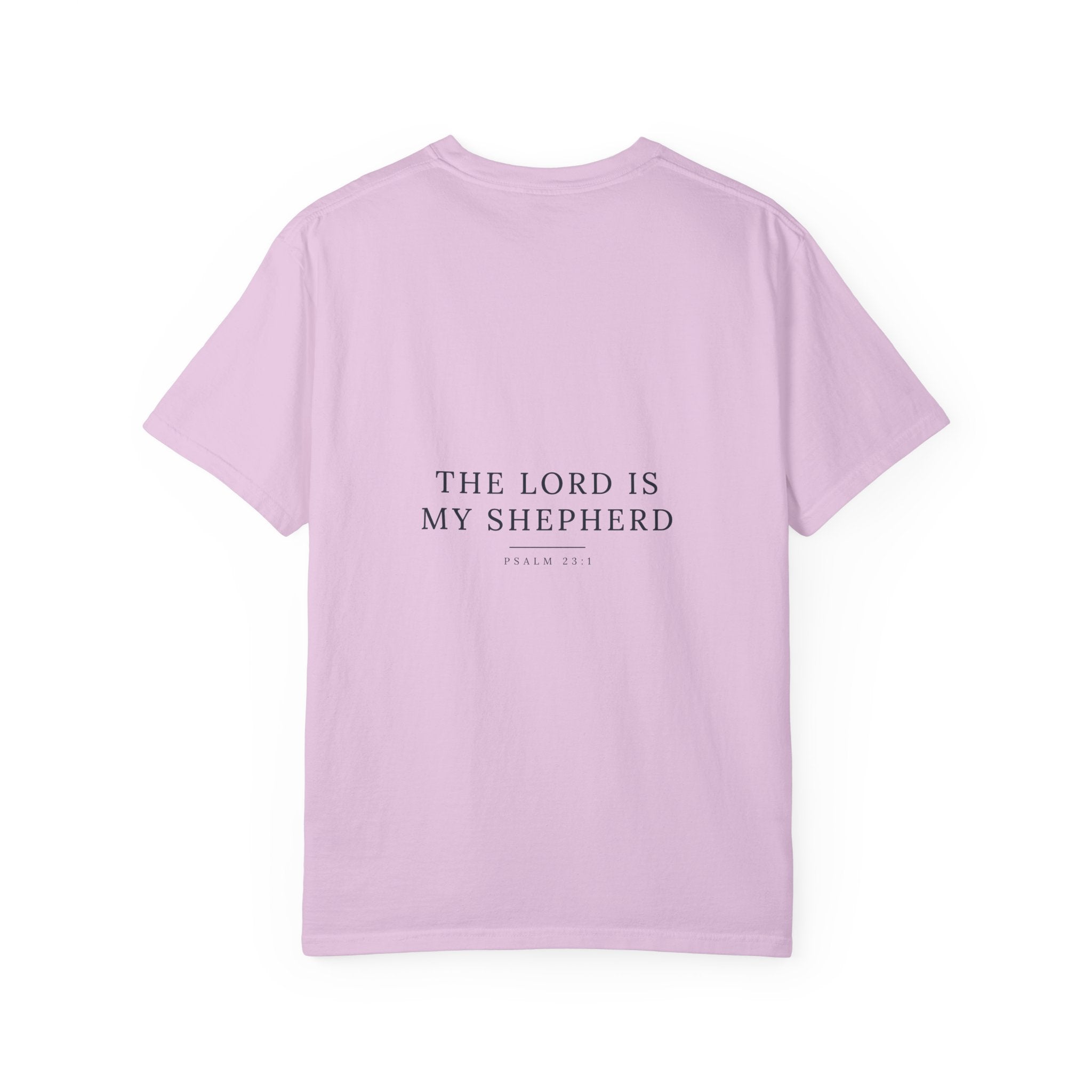 The Lord Is My Shepherd Psalm 23:1 Christian garment-dyed tee, color shown — Hallowed Supply Co.