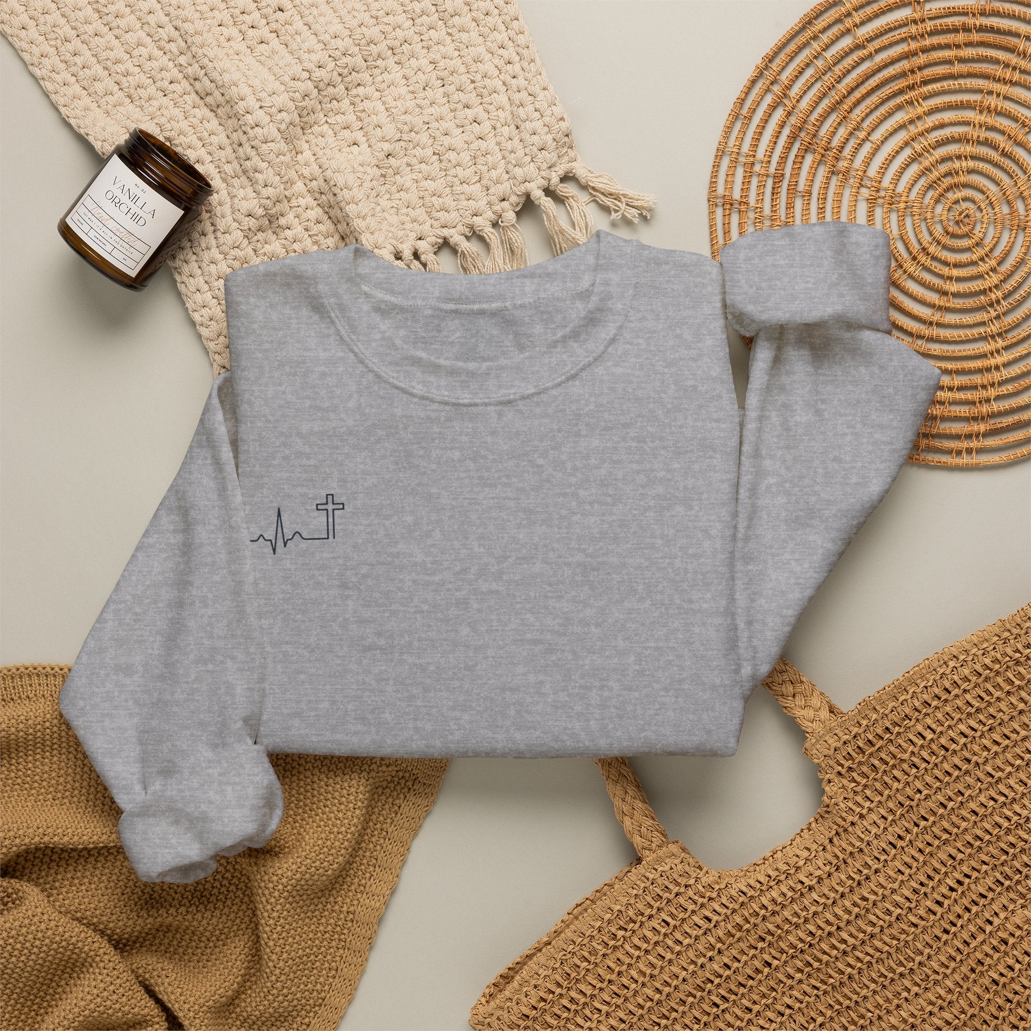 Do Not Be Afraid Joshua 1:9 Christian crewneck sweatshirt, garment color shown — Hallowed Supply Co.