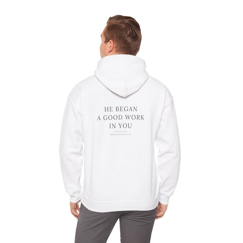He Began A Good Work Philippians 1:6 heavyweight hoodie – Hallowed Supply Co.