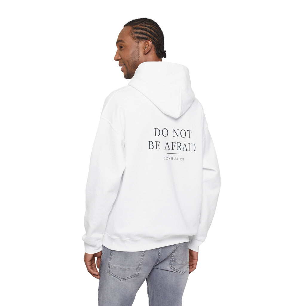 Do Not Be Afraid Joshua 1:9 Christian hoodie, garment color shown — Hallowed Supply Co.
