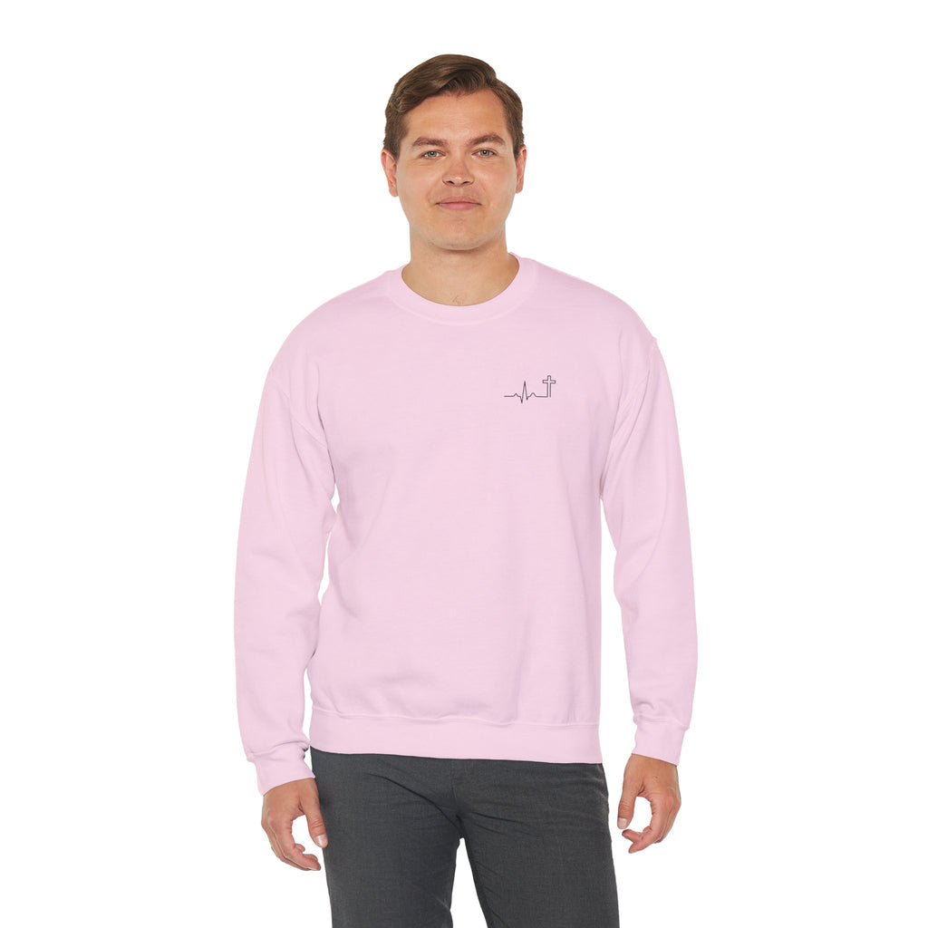 Heartbeat Cross Galatians 2:20 heavyweight crewneck sweatshirt – Hallowed Supply Co.