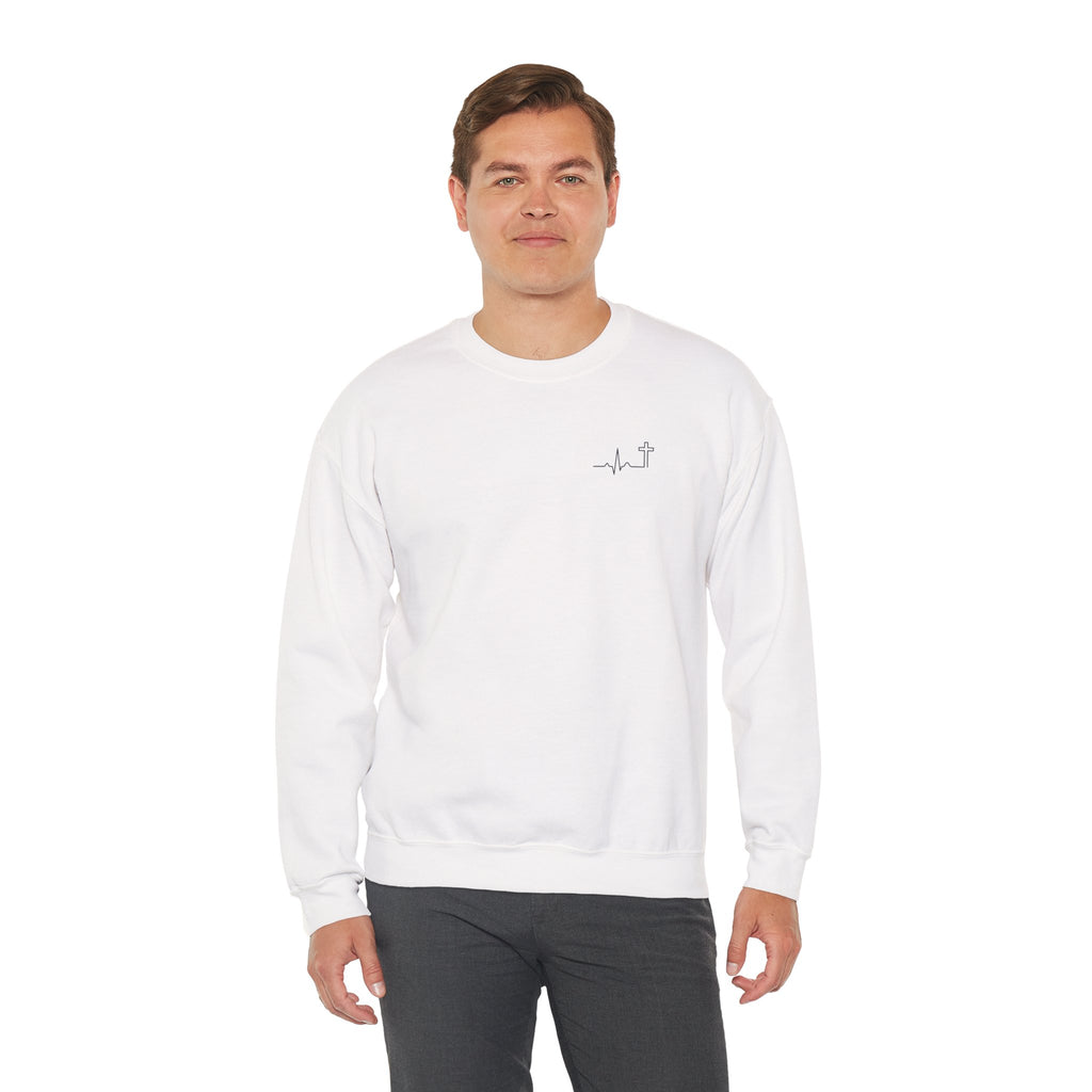 Heartbeat Cross Galatians 2:20 heavyweight crewneck sweatshirt – Hallowed Supply Co.