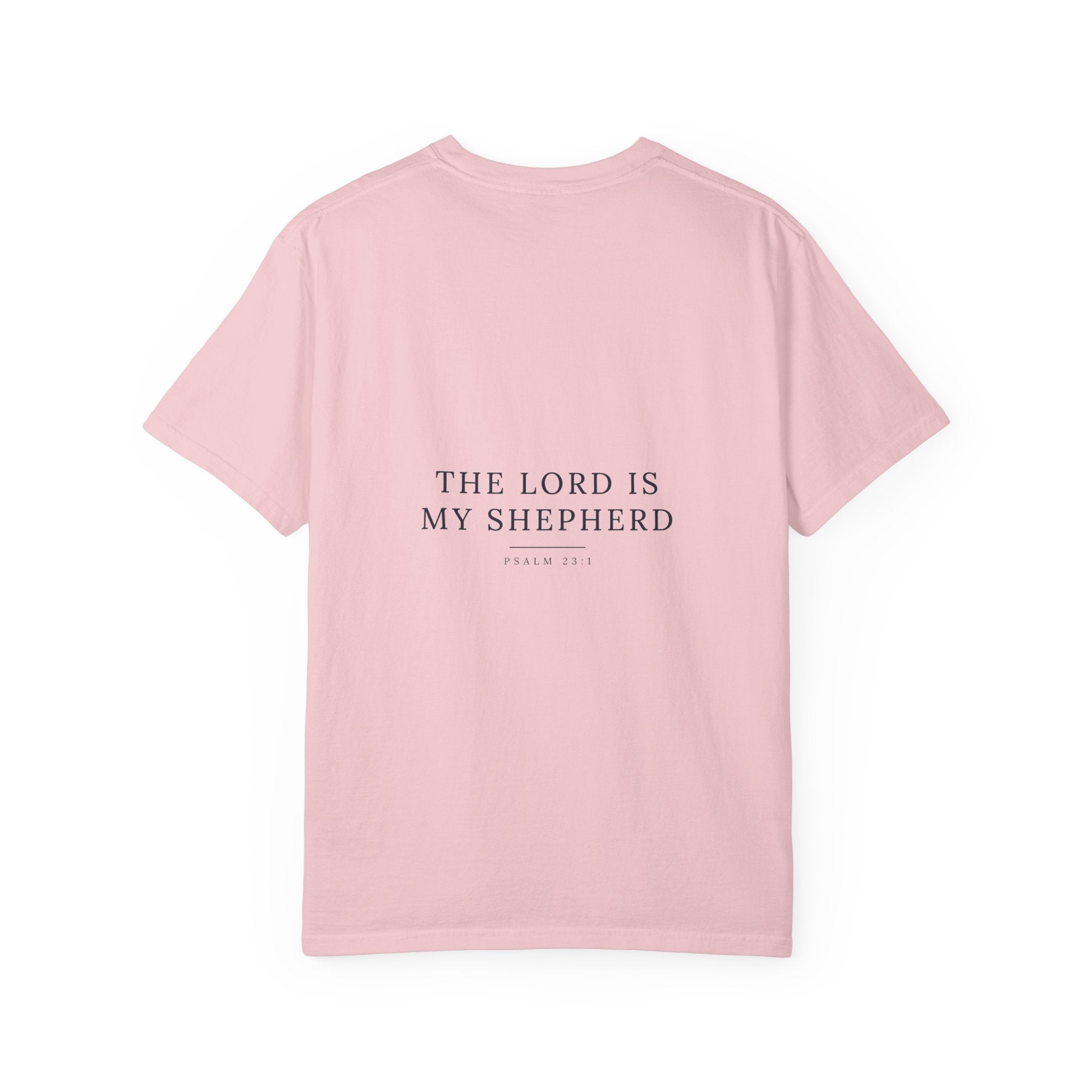 The Lord Is My Shepherd Psalm 23:1 Christian garment-dyed tee, color shown — Hallowed Supply Co.